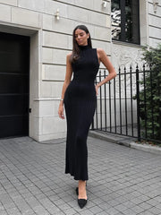 Women's Sleeveless Turtleneck Maxi Dress