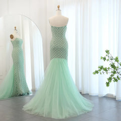 Pearl & Crystal Mermaid Evening Gown with Cape
