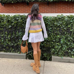 Rainbow Striped Knitted Sleeveless Sweater