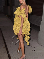 Short Party Dress Backless and Ruffled