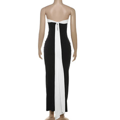 Bows Contrast Color Ribbon Long Dress