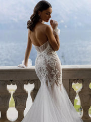 Lace Applique Mermaid Wedding Dress