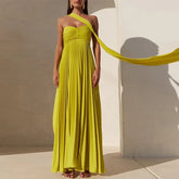 Strapless Pleated Maxi Dress