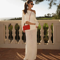 Knit Long Sleeve Top and Maxi Skirt Suit