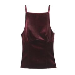 Back Bow Thin Velvet Tank Top