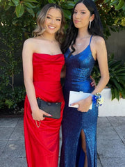 Satin Strapless Solid Ankle Length Dress