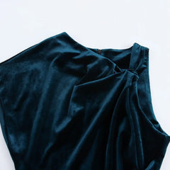 Asymmetric Sleeveless Velvet Dress
