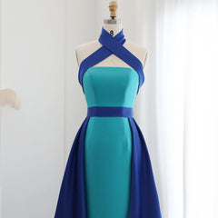 Royal Blue Evening Dress with Turquoise Overskirt
