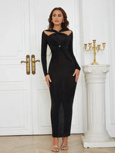 Black Full Sleeve Sequined Long Dress