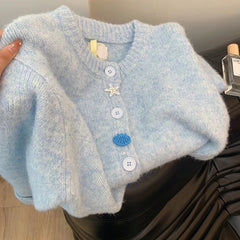 Long Sleeve Starfish Shell Button Sweater