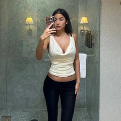 Twisted Hollow Out Backless V Neck Tank Top Women