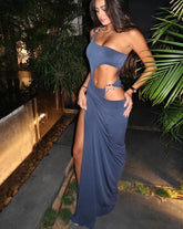 Irregular Hollow Split One Shoulder Dress