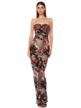 Sequin Floral Strapless Maxi Dress