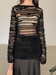 Transparenter, locker gestrickter Pullover