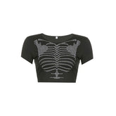 Skeleton Rhinestone Crop Top