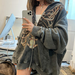 Kapuzenpullover mit Skelett-Reißverschluss