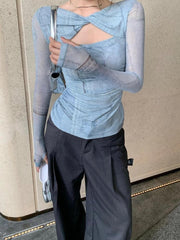 Top fruncido con corte en el cielo