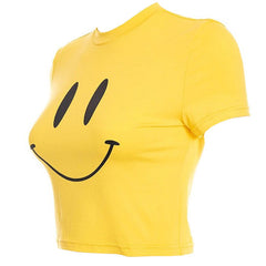 Kurzes Top mit Smiley-Print