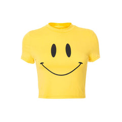 Kurzes Top mit Smiley-Print