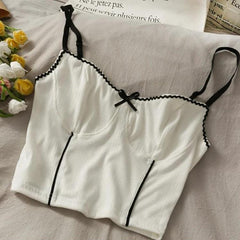 Soft Girl Cord-Top mit Schleife