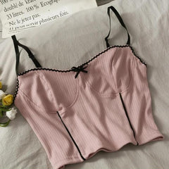 Soft Girl Cord-Top mit Schleife