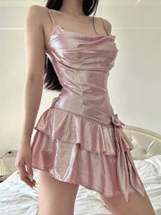 Soft Girl Metallic-Minikleid