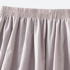 Soft Girl – Pastellfarbener Midirock mit Ballonärmeln