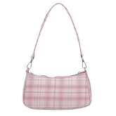 Soft Girl Karierte Baguette-Tasche