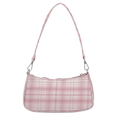 Soft Girl Karierte Baguette-Tasche