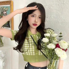 Kurzer Cardigan mit Karomuster von Soft Girl