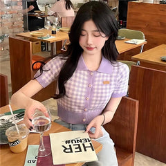 Kurzer Cardigan mit Karomuster von Soft Girl