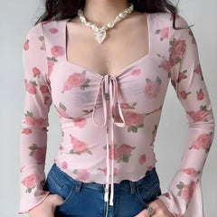 Soft Girl Rose Garden Mesh-Top