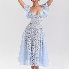 Lace Ruffle Sleeve Dress Casual Loose Party Dress