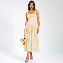Kleid mit eckigem Kragen, Trägerkleid, rückenfrei