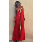 Lace up Halterneck Dress Casual Loose Vacation Large Swing Dress