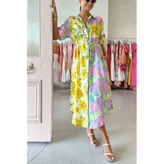 Loose Vacation Dress Casual Short Sleeve Lace up Pocket Dress