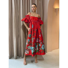 Off Shoulder Pocket Dress Loose Casual Multi Color