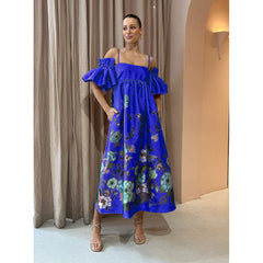 Off Shoulder Pocket Dress Loose Casual Multi Color