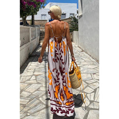 Spaghetti Strap Floral Print Dress Casual Loose Vacation Dress