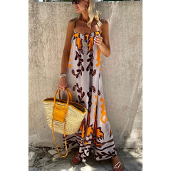 Spaghetti Strap Floral Print Dress Casual Loose Vacation Dress