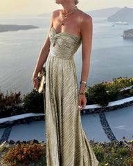 Wrapped Chest Gilding Party Dress Casual Swing Dress