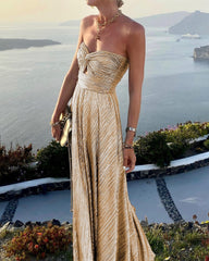 Wrapped Chest Gilding Party Dress Casual Swing Dress