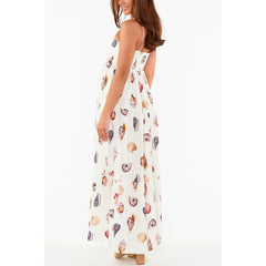 Suspender Printed Layered Dress Loose Vacation Dress