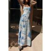 Suspender Printing Dress Casual Vacation Loose Wear Dress