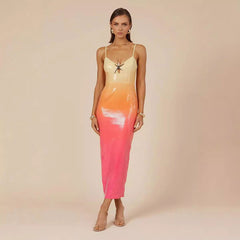 Suspender Sequined Printing Dress Casual Party Dress