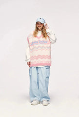 Chaleco tipo suéter esponjoso con estrellas brillantes