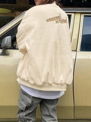 Lose Baseballjacke mit Street-Stickerei-Print