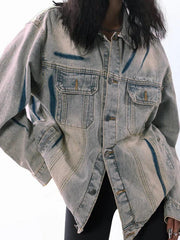 Street Washed Distressed Graffiti Jacke