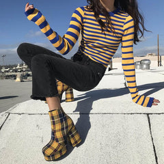 Suéter de canalé a rayas