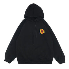 Kapuzenpullover mit Sonnenblumen-Stickerei